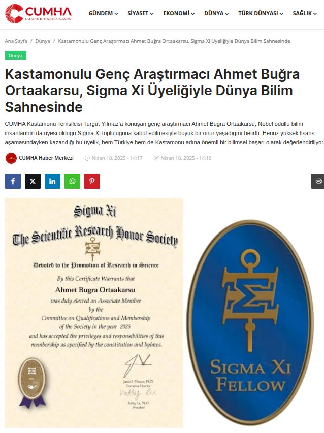 Cumha Haber Ajansında Ahmet B. Ortaakarsu hakkında çıkan haber