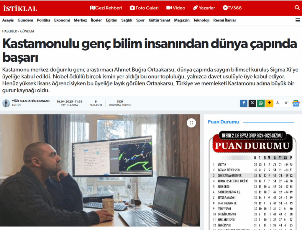 Ahmet B. Ortaakarsu'nun basında yer al haberi. İstiklal'de hakkımda yer alan haber.