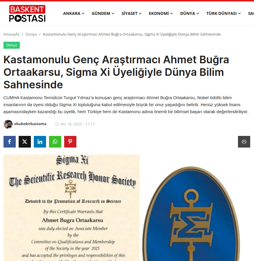 başkentpostası sigma xi üyeliğim haberi