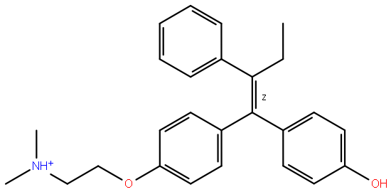 Tamoksifen molekülünün yapısı. 